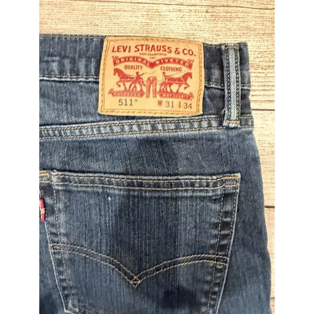 Levi's 511 Jeans Mens 31x34 Slim Fit Straight Leg Blue Medium Wash Denim Stretch